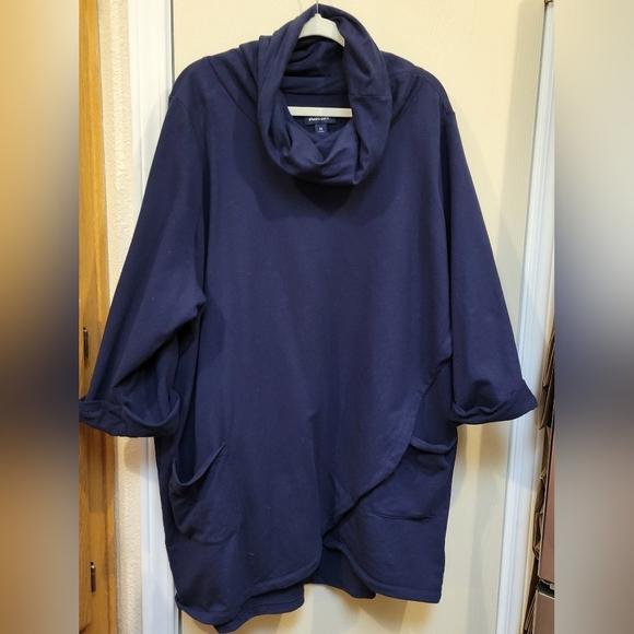 Navy Blue Cowl Neck Top - Picture 1 of 2